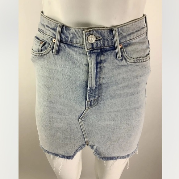 MOTHER Sz 24 The Sacred Slit Mini Denim Skirt In Acid Wash Cotton Spandex - Picture 3 of 12